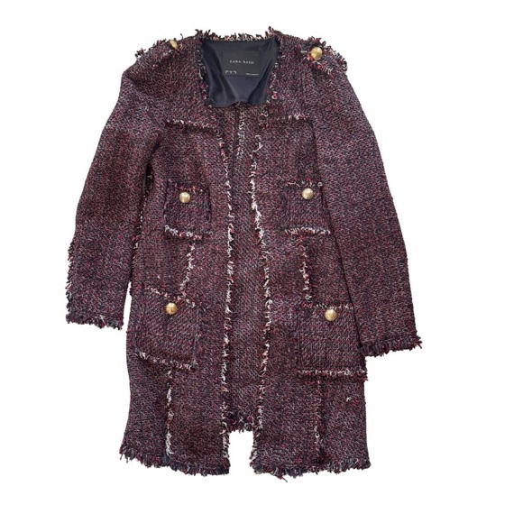 Zara Tweed Coat with Gold Buttons Accents Sz M - Picture 1 of 6